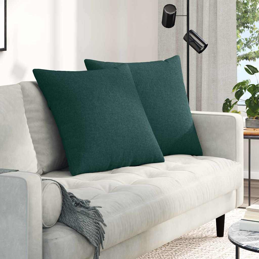 Cuscini da Divano 2 pcs Verde Scuro 60 x 60 cm Tessuto