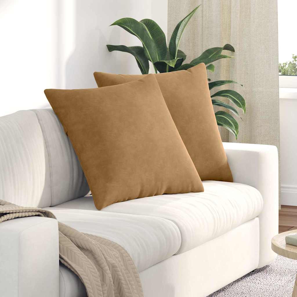 Cuscini da Divano 2 pcs Marrone 80 x 80 cm Tessuto in Cords