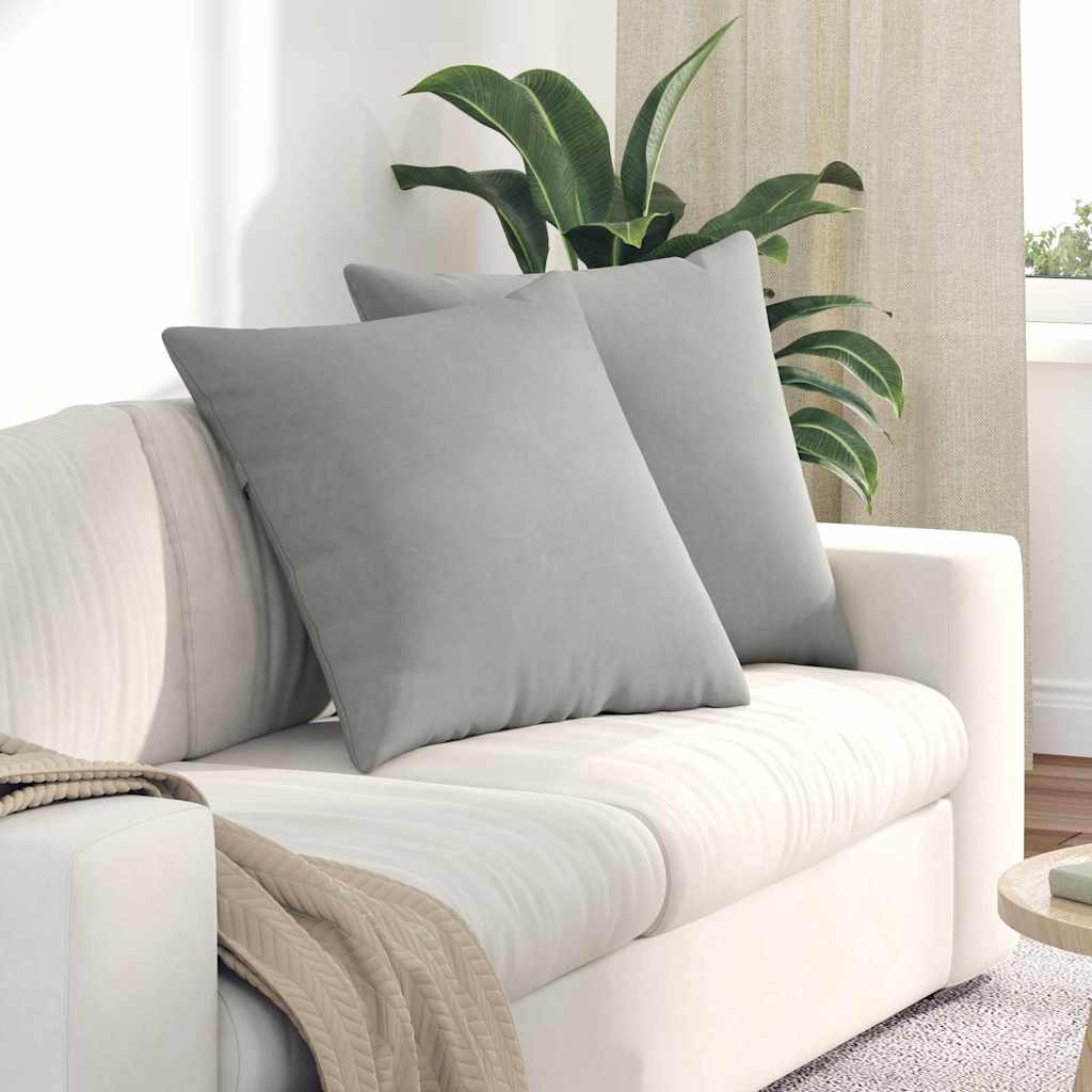 Cuscini da Divano 2 pcs Grigio chiaro 80 x 80 cm Tessuto