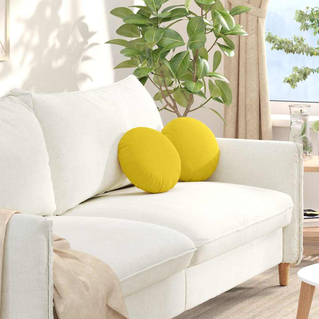 Cuscini per Seduta 2 pcs Giallo Chiaro Ã˜30 x 13 cm Tessuto