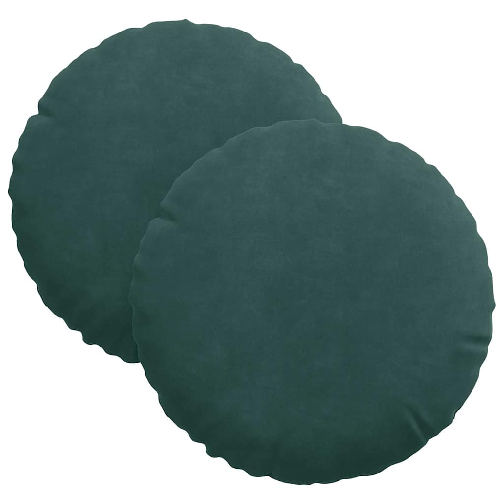 Cuscini per Seduta 2 pcs Verde Scuro Ã˜ 40 x 13 cm Velluto