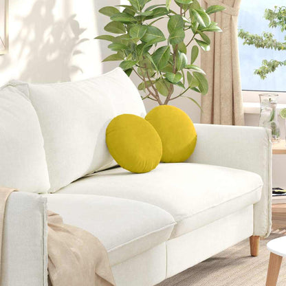 Cuscini per Seduta 2 pcs Giallo Ã˜ 40 x 13 cm Velluto