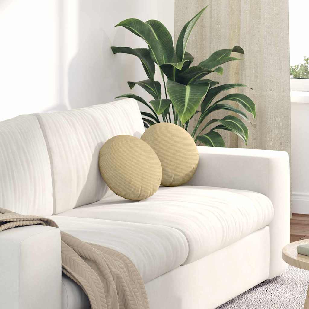 Cuscini per Seduta 2 pcs Grigio Verde Ã˜ 30 cm Tessuto in Cords