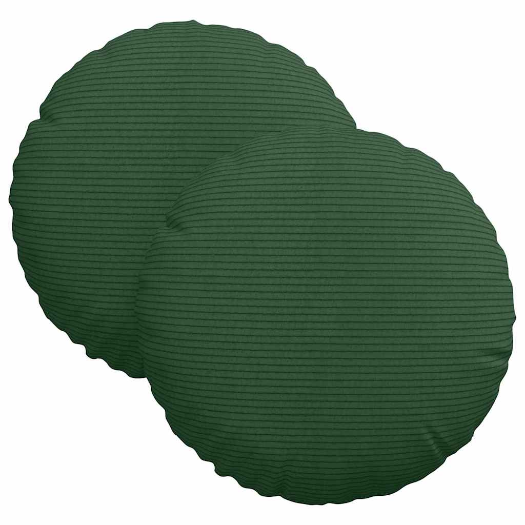 Cuscini per Seduta 2 pcs Verde Scuro Ã˜ 30 cm Tessuto in Cords