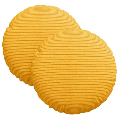 Cuscini per Seduta 2 pcs Giallo Chiaro Ã˜ 30 cm Tessuto in Cords