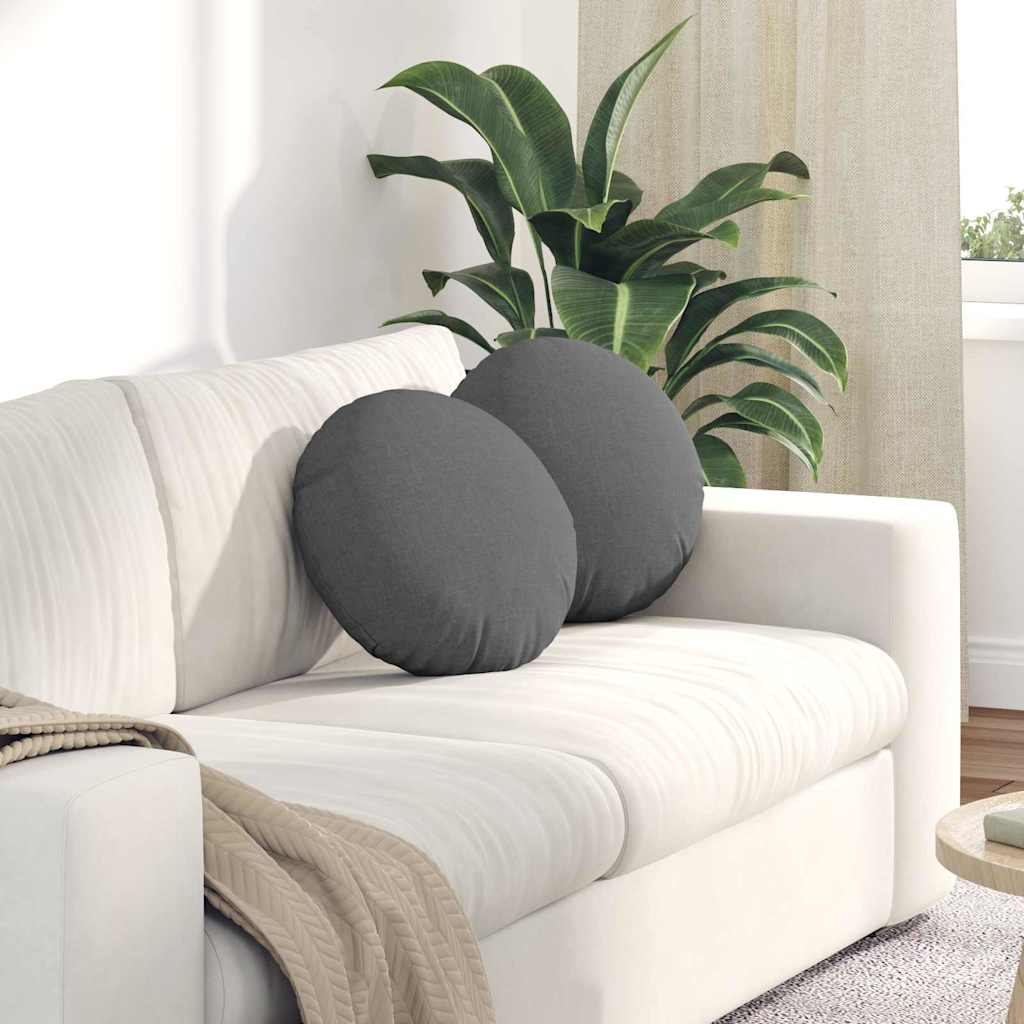 Cuscini per Seduta 2 pcs Grigio scuro Ã˜40 x 13 cm Tessuto