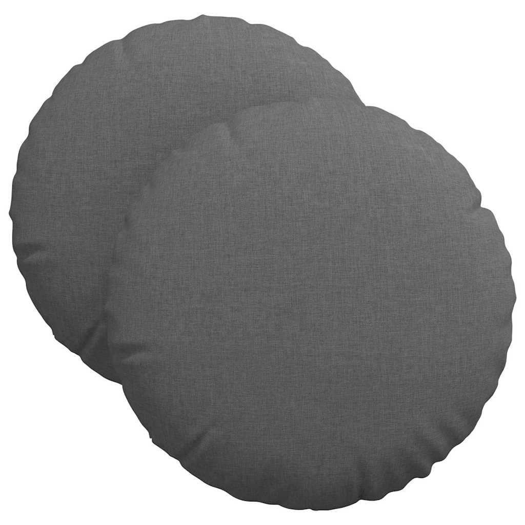 Cuscini per Seduta 2 pcs Grigio scuro Ã˜40 x 13 cm Tessuto