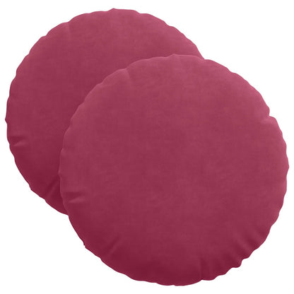 Cuscini per Seduta 2 pcs Rosso Vino Ã˜ 40 x 13 cm Velluto