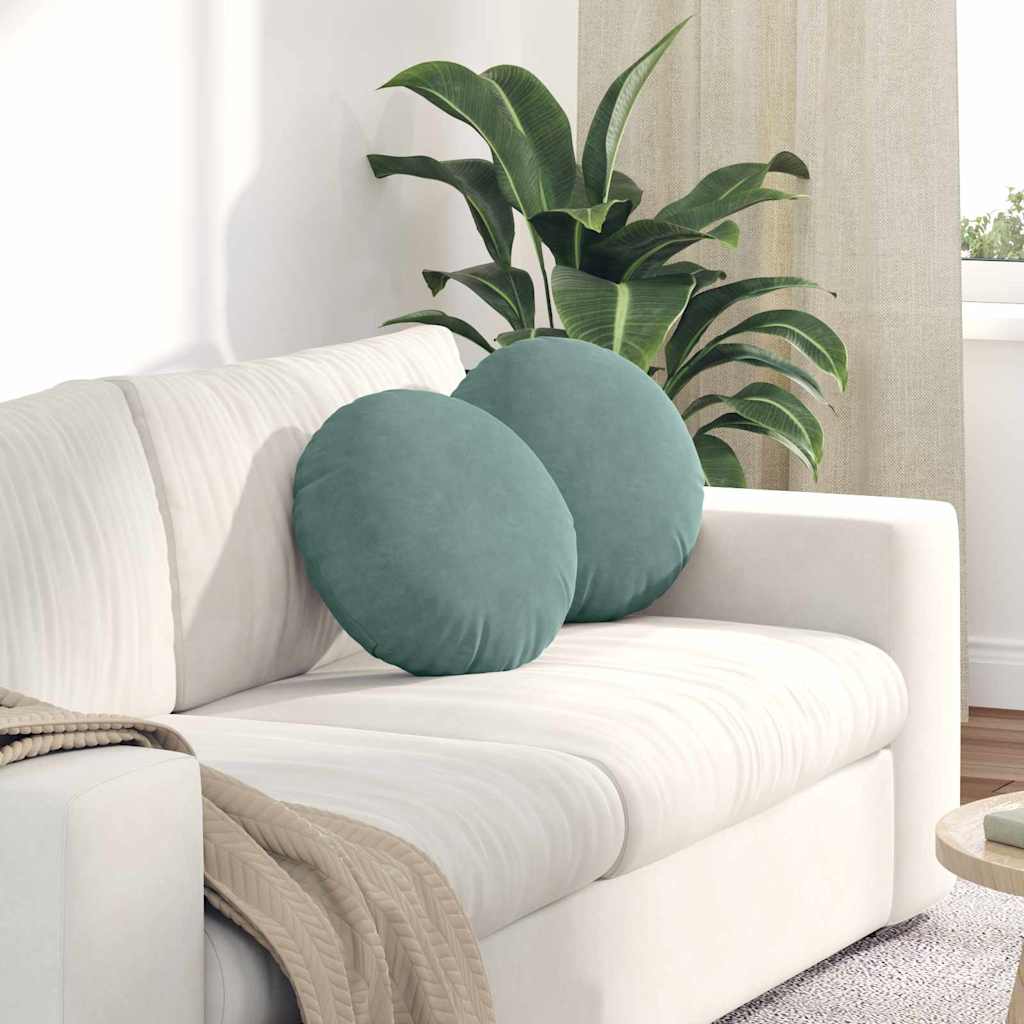 Cuscini per Seduta 2 pcs Verde Mare Ã˜ 40 x 13 cm Velluto