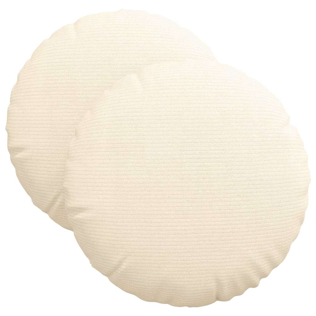 Cuscini per Seduta 2 pcs Crema Ã˜ 40 cm Tessuto in Cords