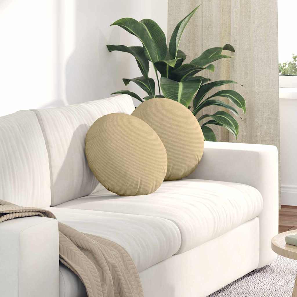 Cuscini per Seduta 2 pcs Grigio Verde Ã˜ 40 cm Tessuto in Cords