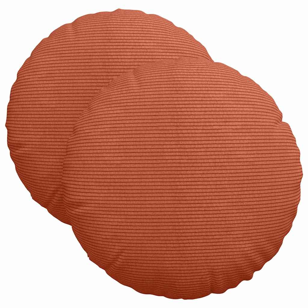 Cuscini per Seduta 2 pcs Rosso Arancio ÃƒËœ 40 cm Tessuto in Cords