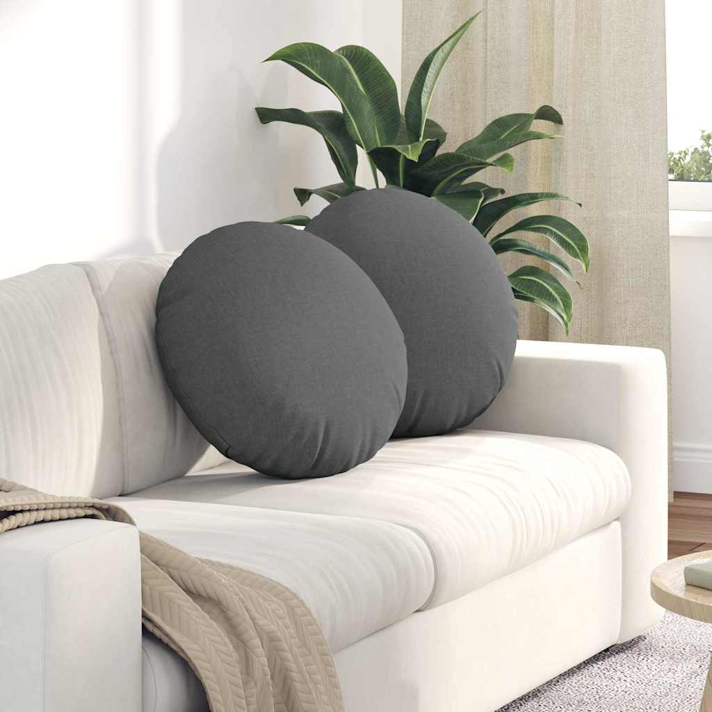 Cuscini per Seduta 2 pcs Grigio scuro Ã˜50 x 19 cm Tessuto