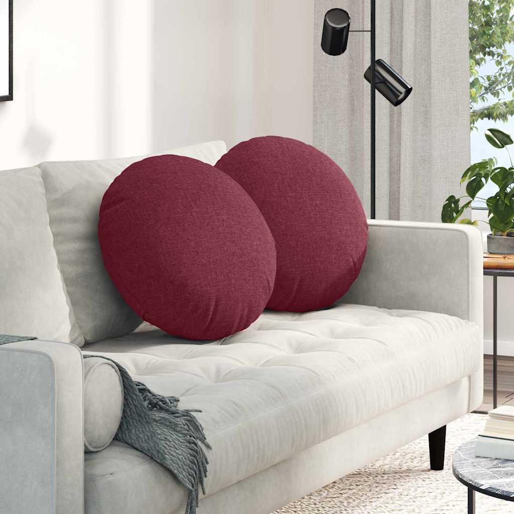Cuscini per Seduta 2 pcs Rosso Vino Ã˜50 x 19 cm Tessuto