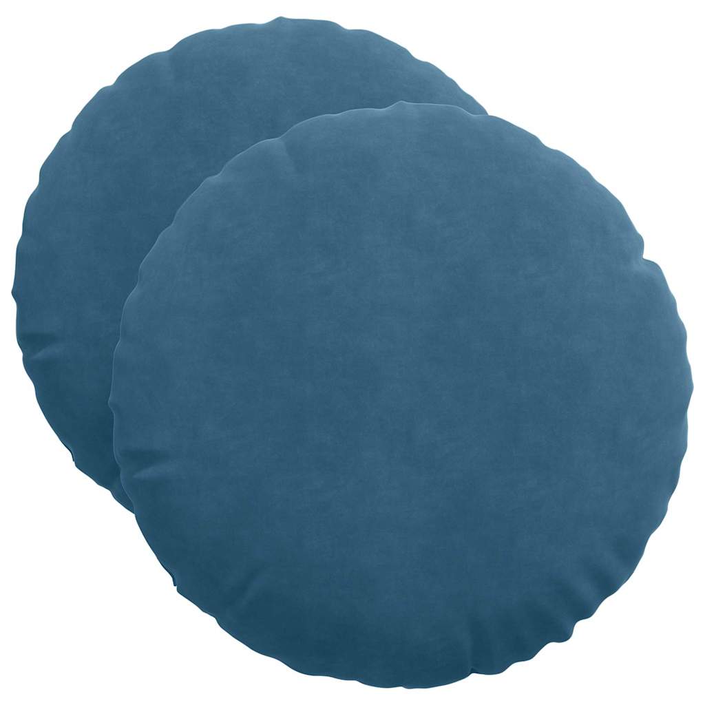 Cuscini per Seduta 2 pcs Blu Ã˜ 40 x 13 cm Velluto