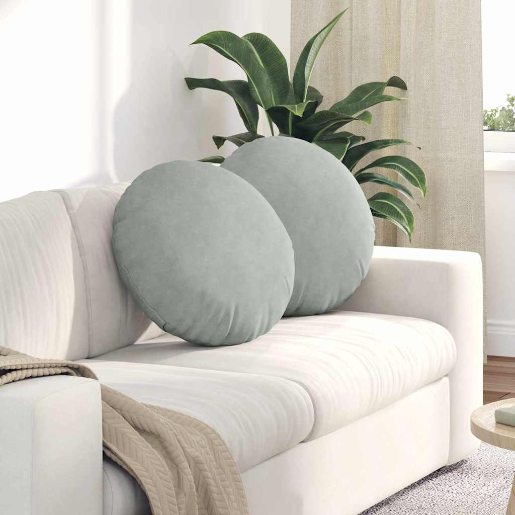 Cuscini per Seduta 2 pcs Grigio chiaro Ã˜ 40 x 13 cm Velluto