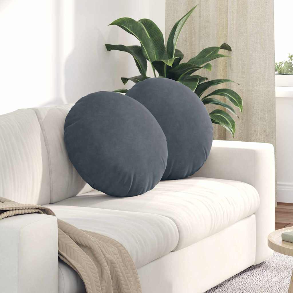 Cuscini per Seduta 2 pcs Grigio scuro Ã˜ 40 x 13 cm Velluto
