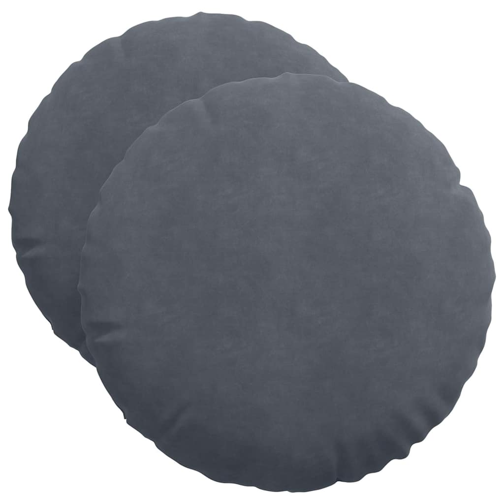 Cuscini per Seduta 2 pcs Grigio scuro Ã˜ 40 x 13 cm Velluto
