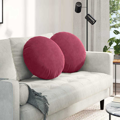 Cuscini per Seduta 2 pcs Rosso Vino Ã˜ 40 x 13 cm Velluto