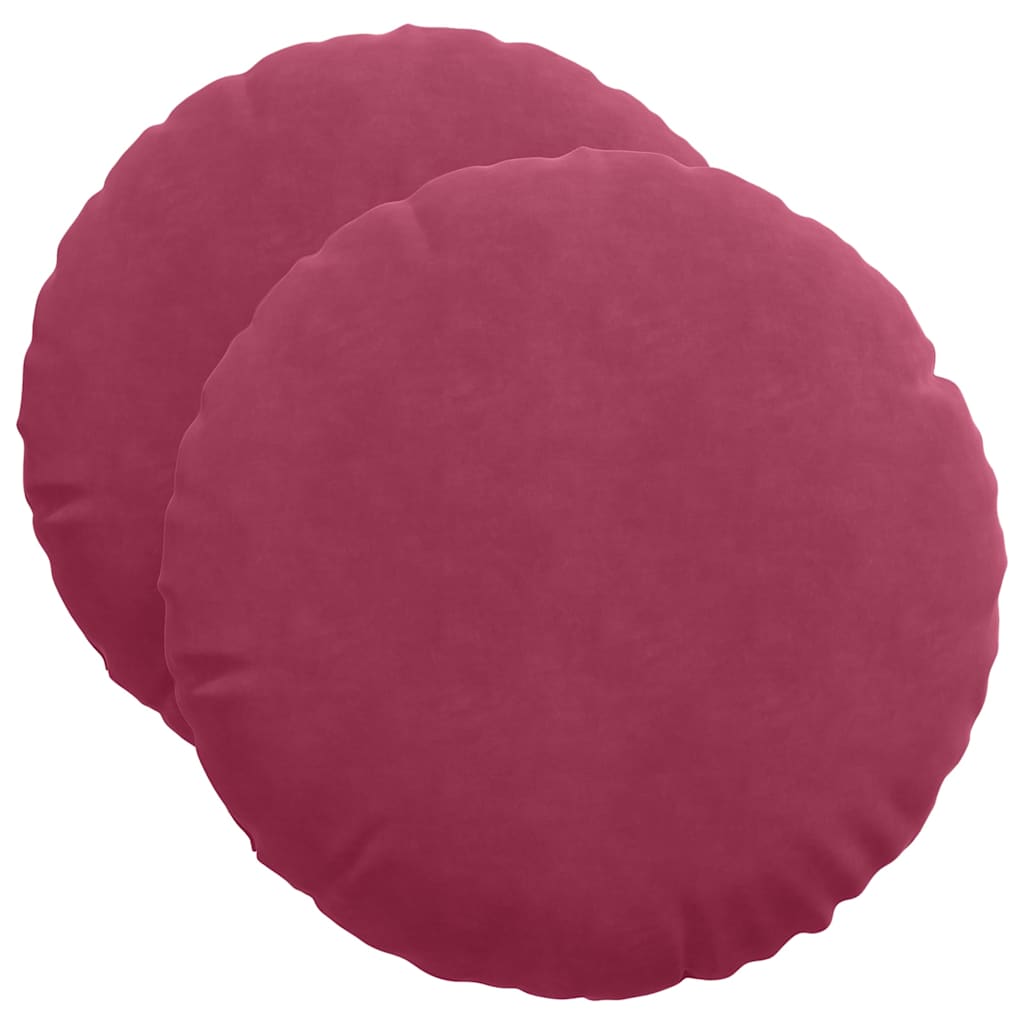 Cuscini per Seduta 2 pcs Rosso Vino Ã˜ 40 x 13 cm Velluto