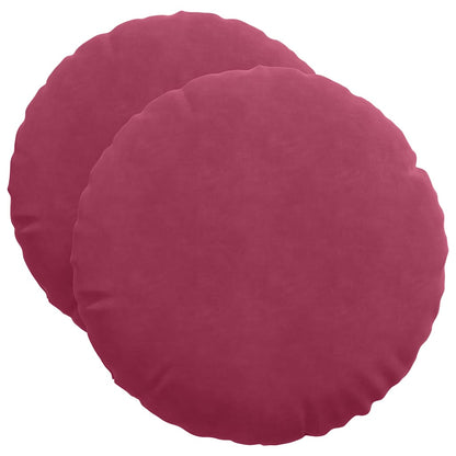 Cuscini per Seduta 2 pcs Rosso Vino Ã˜ 40 x 13 cm Velluto