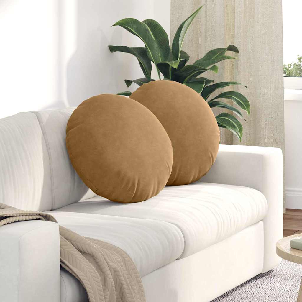 Cuscini per Seduta 2 pcs Marrone Ã˜50 x 19 cm Velluto