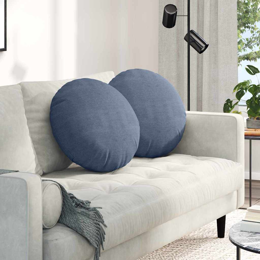 Cuscini per Seduta 2 pcs Blu Ã˜ 50 cm Tessuto in Cords
