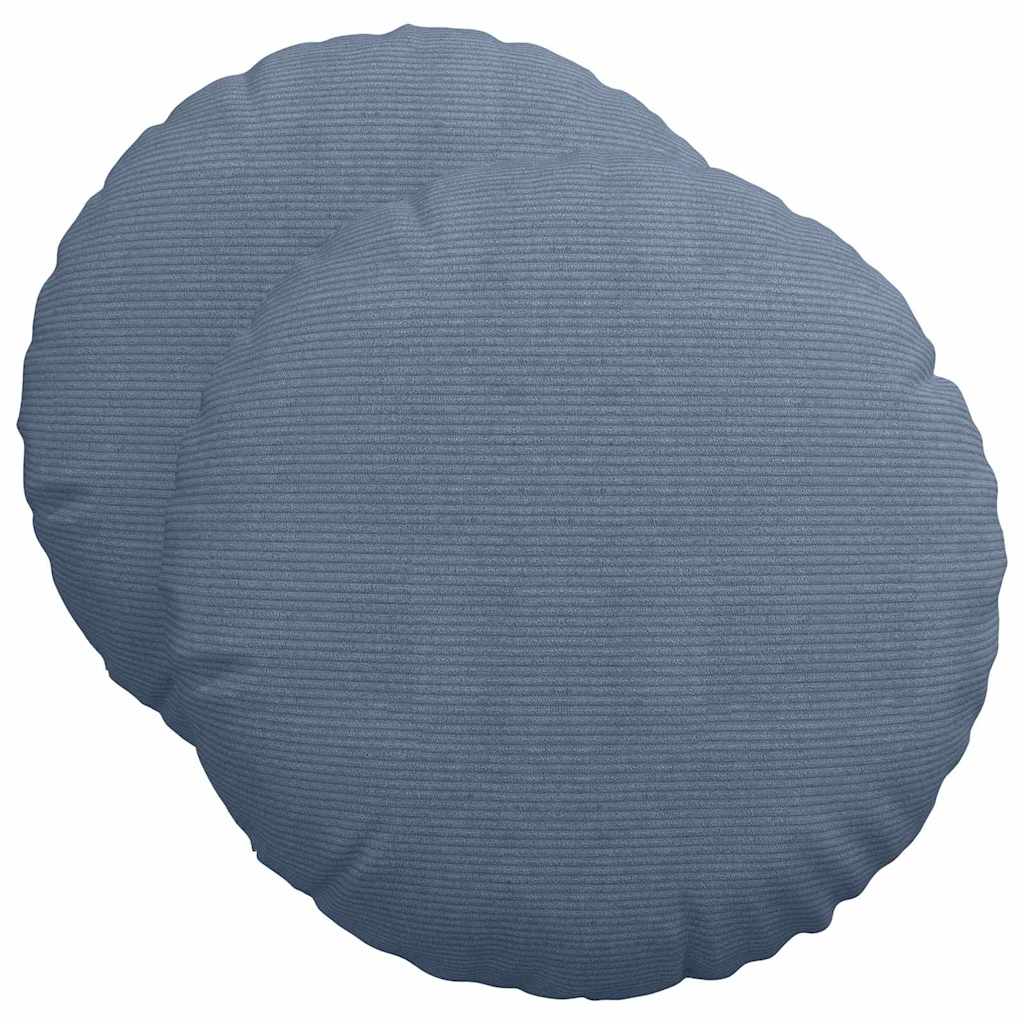 Cuscini per Seduta 2 pcs Blu Ã˜ 50 cm Tessuto in Cords