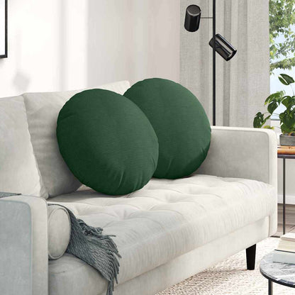 Cuscini per Seduta 2 pcs Verde Scuro Ã˜ 50 cm Tessuto in Cords