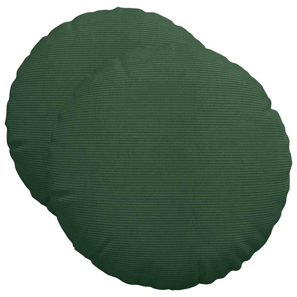 Cuscini per Seduta 2 pcs Verde Scuro Ã˜ 50 cm Tessuto in Cords