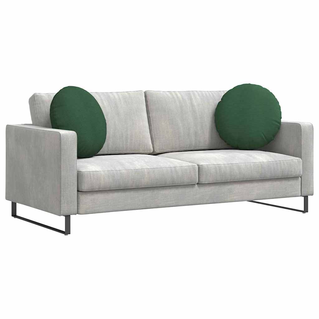 Cuscini per Seduta 2 pcs Verde Scuro Ã˜ 50 cm Tessuto in Cords