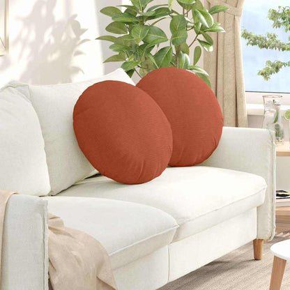 Cuscini per Seduta 2 pcs Rosso Arancio Ã˜ 50 cm Tessuto in Cords