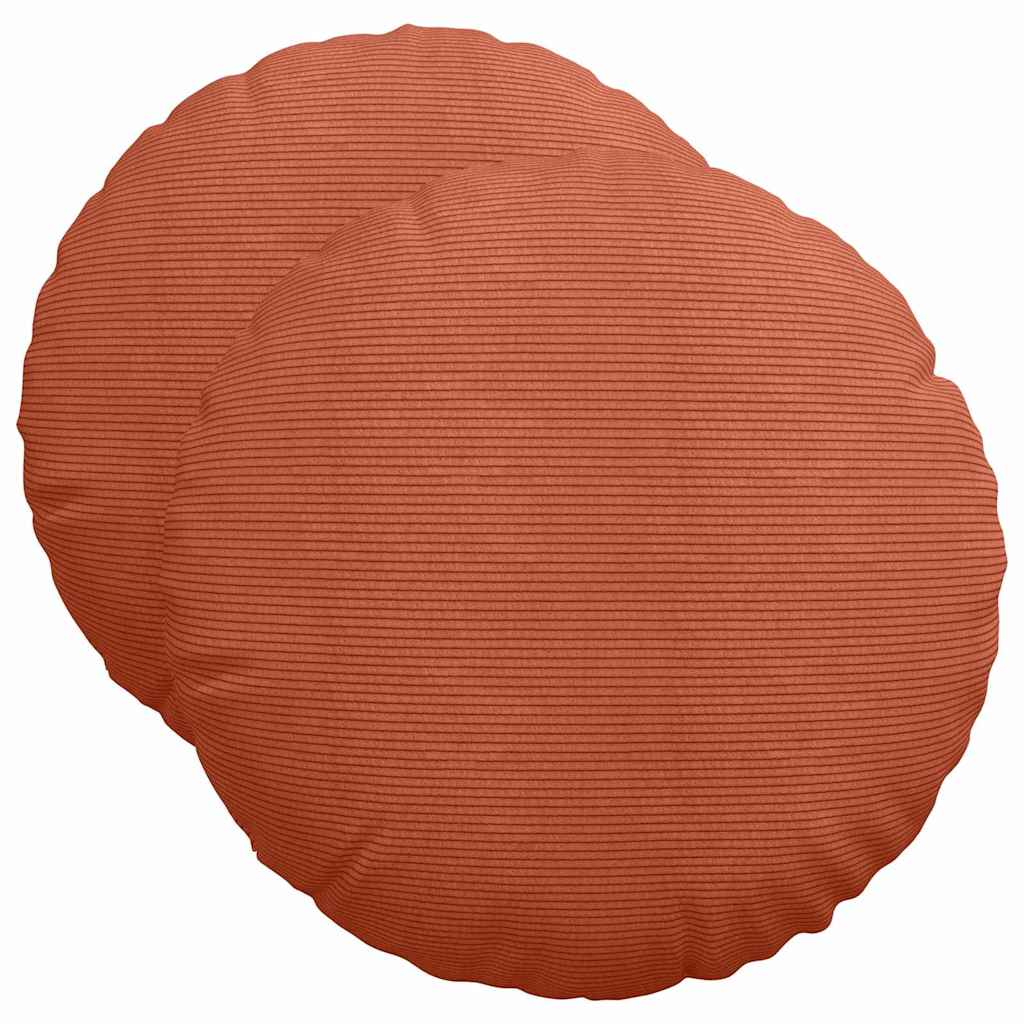 Cuscini per Seduta 2 pcs Rosso Arancio Ã˜ 50 cm Tessuto in Cords