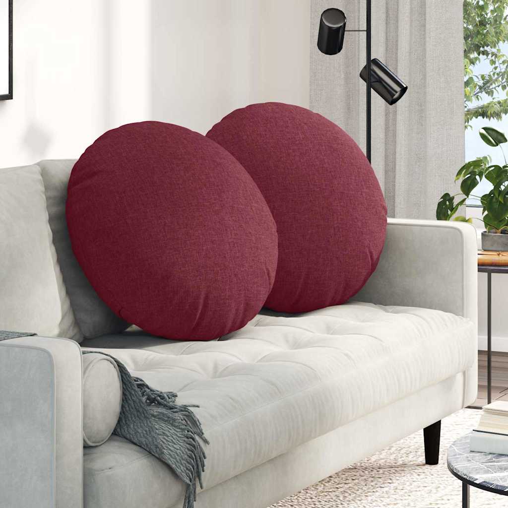 Cuscini per Seduta 2 pcs Rosso Vino Ã˜60 x 21 cm Tessuto