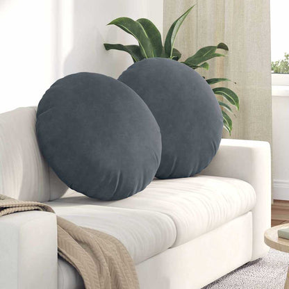 Cuscini per Seduta 2 pcs Grigio scuro Ã˜ 40 x 13 cm Velluto