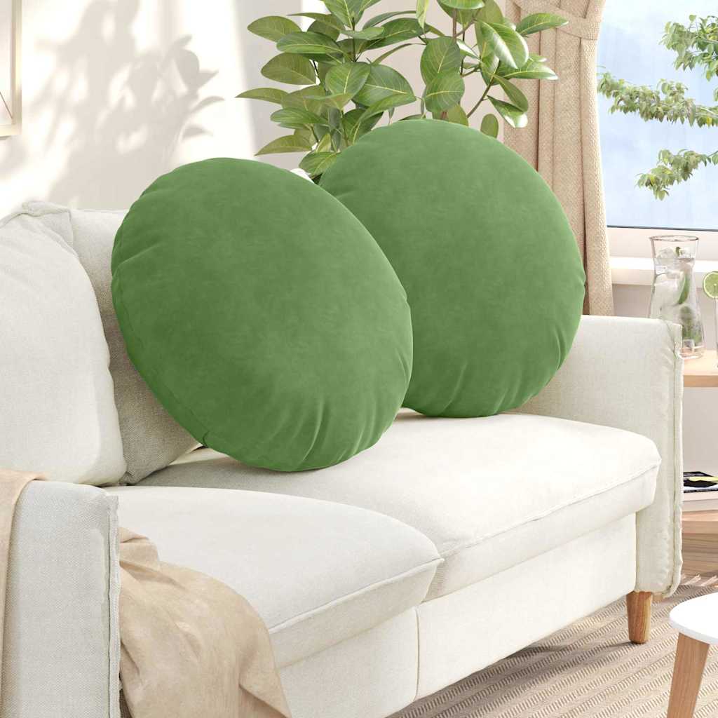 Cuscini per Seduta 2 pcs Verde chiaro Ã˜ 40 x 13 cm Velluto