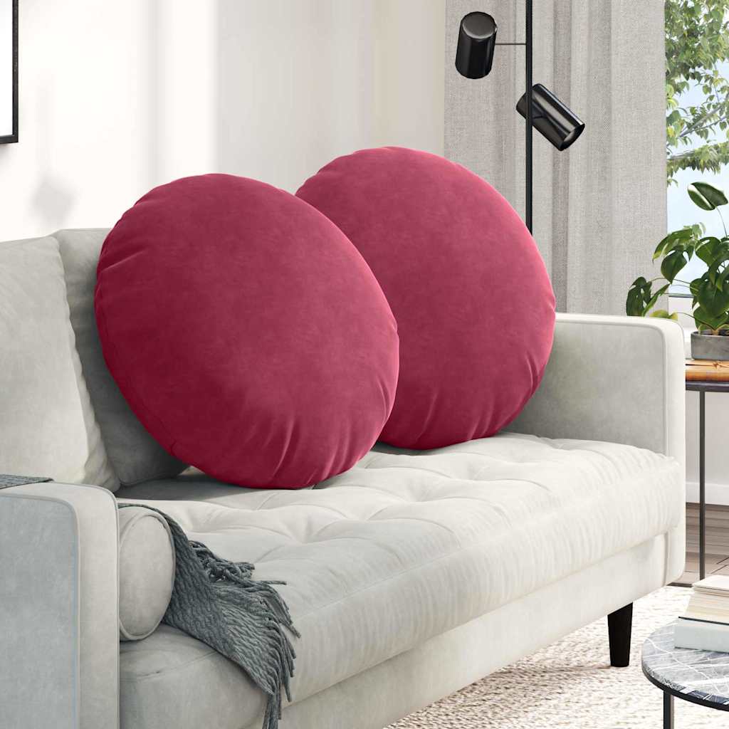 Cuscini per Seduta 2 pcs Rosso Vino Ã˜ 40 x 13 cm Velluto