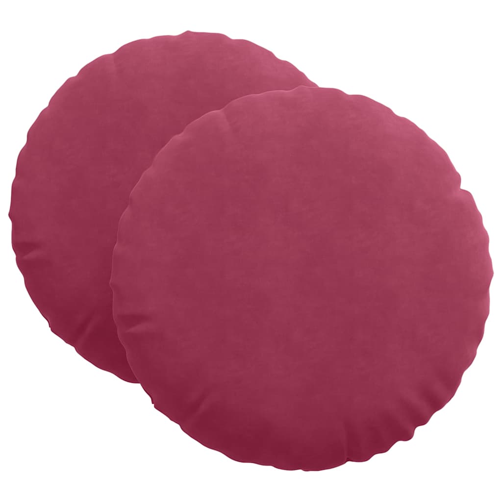 Cuscini per Seduta 2 pcs Rosso Vino Ã˜ 40 x 13 cm Velluto