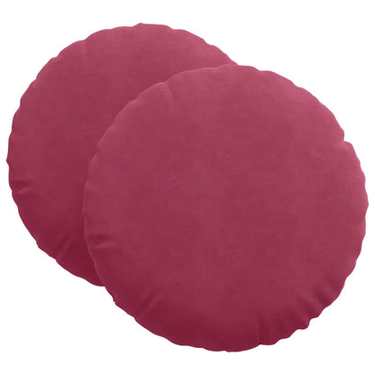 Cuscini per Seduta 2 pcs Rosso Vino Ã˜ 40 x 13 cm Velluto