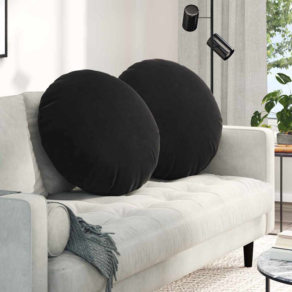 Cuscini per Seduta 2 pcs Nero Ã˜ 40 x 13 cm Velluto