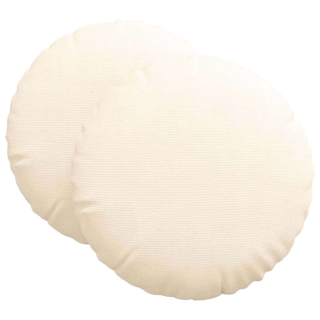 Cuscini per Seduta 2 pcs Crema Ã˜ 60 cm Tessuto in Cords
