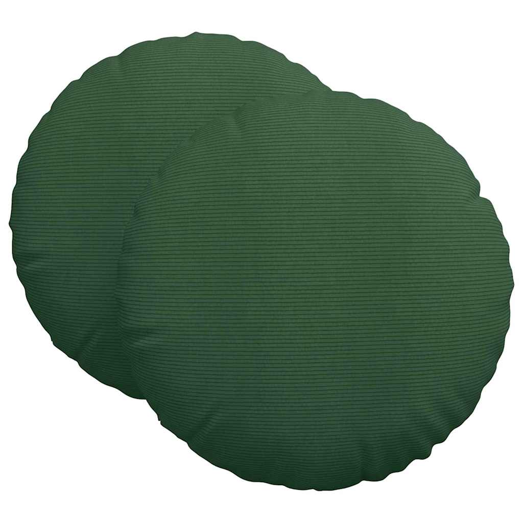 Cuscini per Seduta 2 pcs Verde Scuro Ã˜ 60 cm Tessuto in Cords