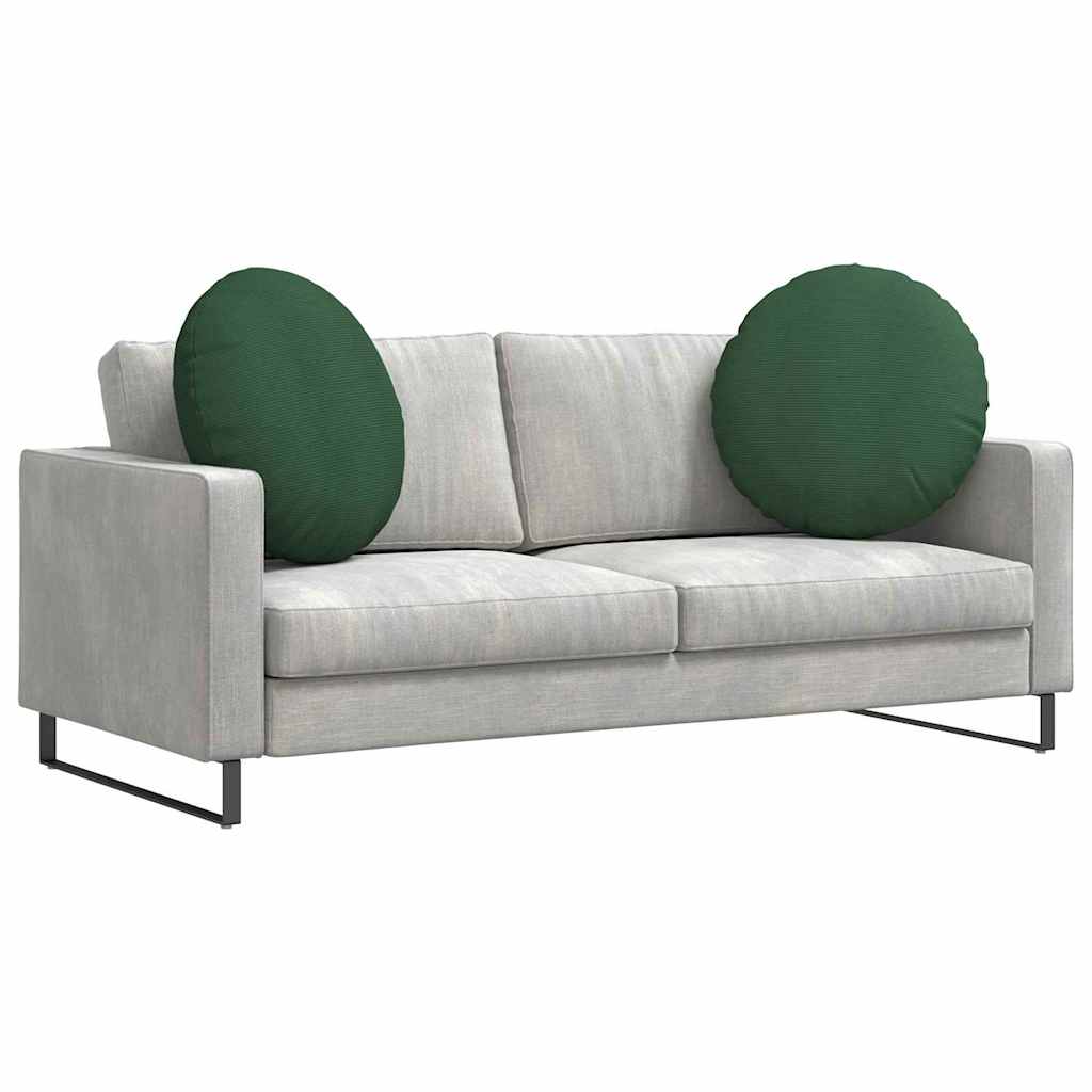 Cuscini per Seduta 2 pcs Verde Scuro Ã˜ 60 cm Tessuto in Cords