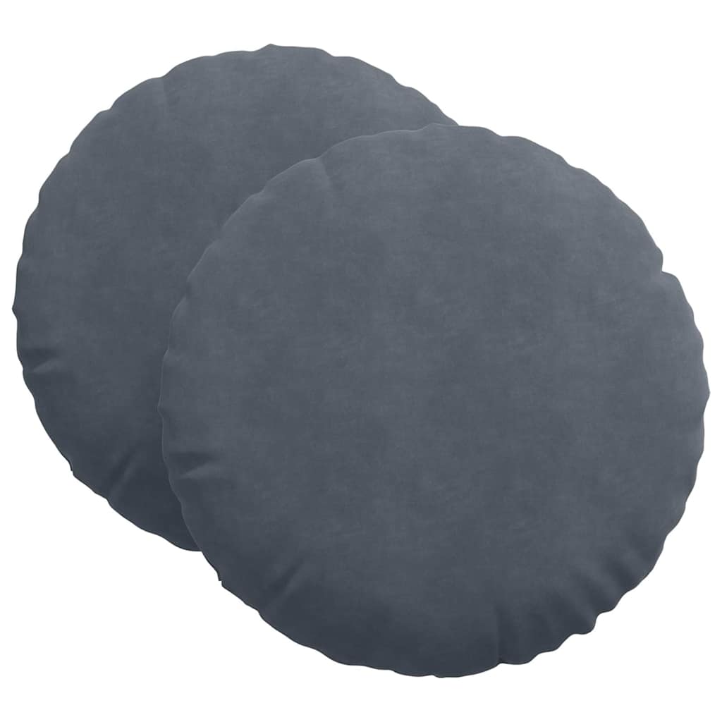 Cuscini per Seduta 2 pcs Grigio scuro Ã˜ 40 x 13 cm Velluto