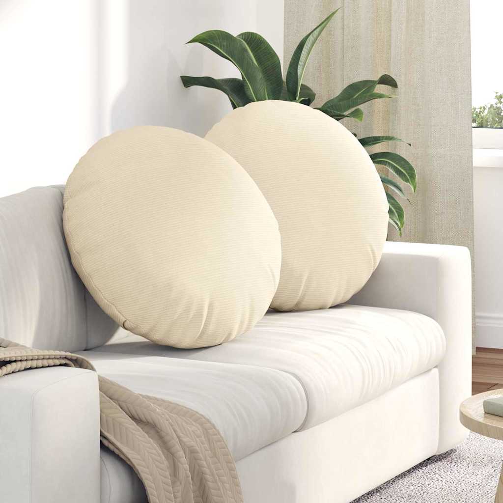 Cuscini per Seduta 2 pcs Crema Ã˜ 80 cm Tessuto in Cords