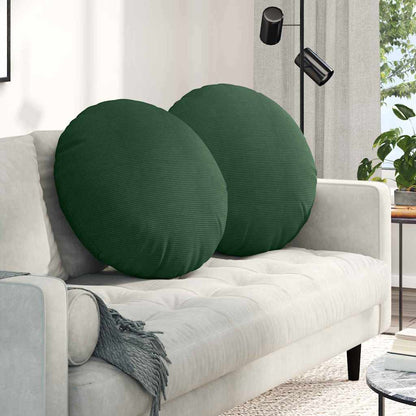 Cuscini per Seduta 2 pcs Verde Scuro Ã˜ 80 cm Tessuto in Cords