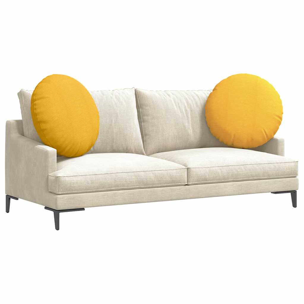 Cuscini per Seduta 2 pcs Giallo Chiaro Ã˜ 80 cm Tessuto in Cords