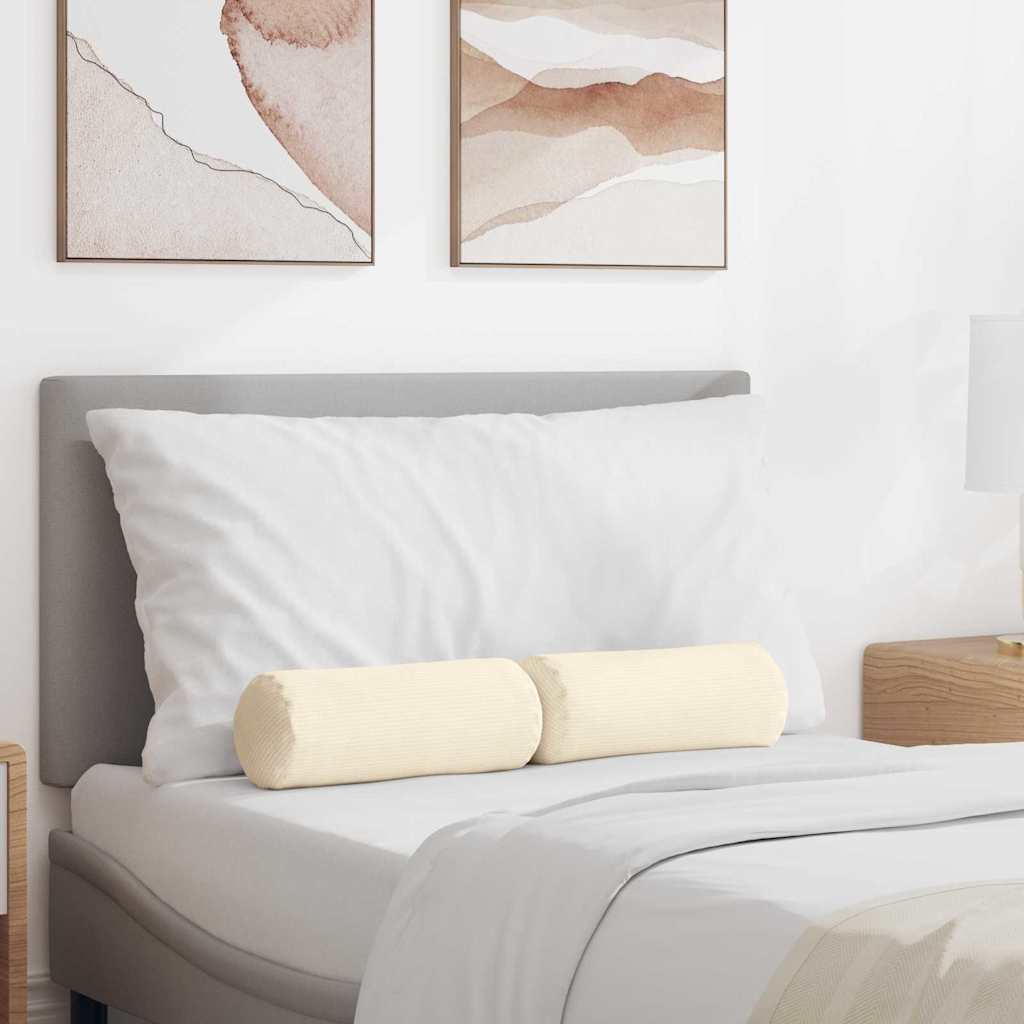Cuscini a rullo 2 pcs Crema Ã˜ 15 x 40 cm Tessuto in Cords