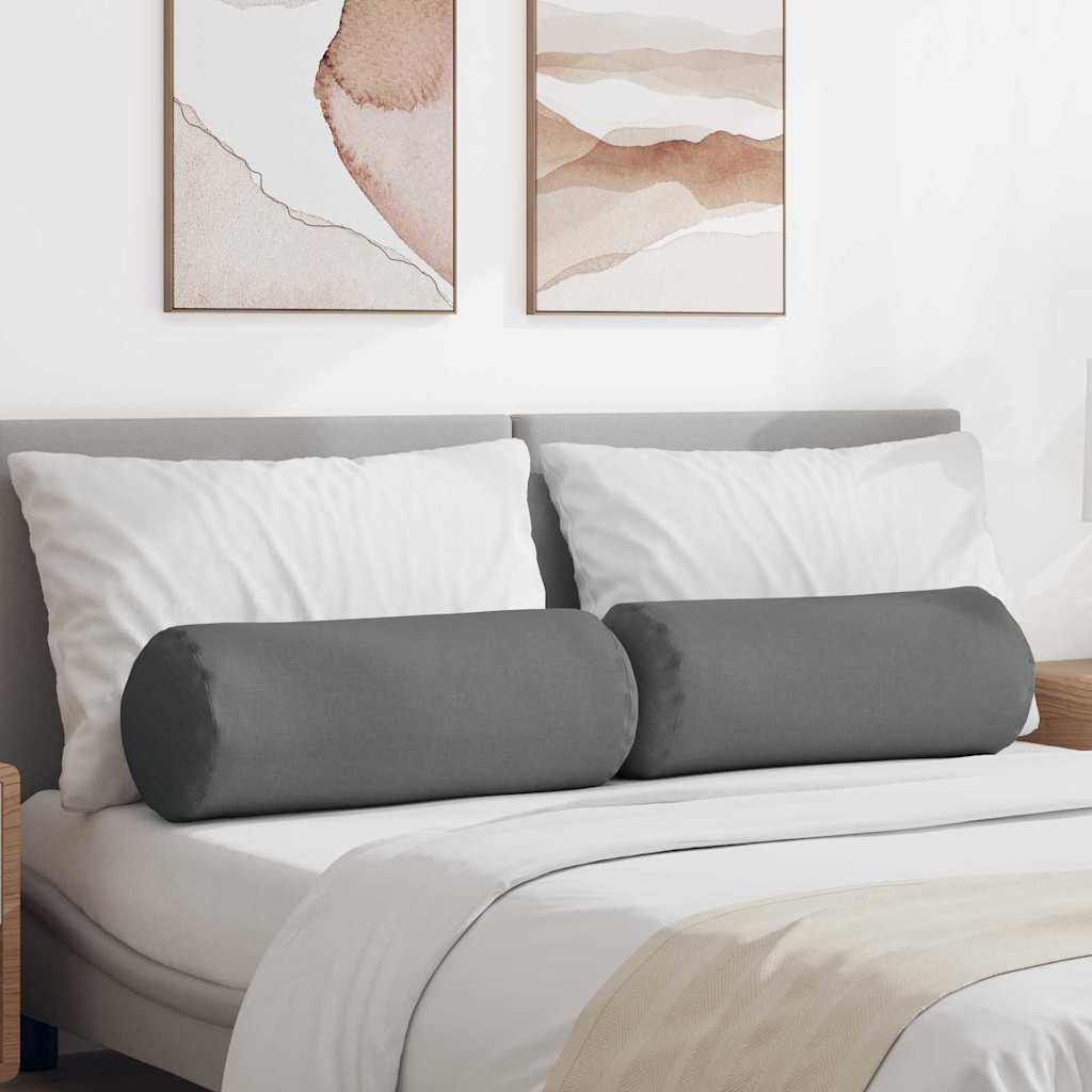 Cuscini a rullo 2 pcs Grigio scuro Ã˜ 25 x 70 cm Tessuto