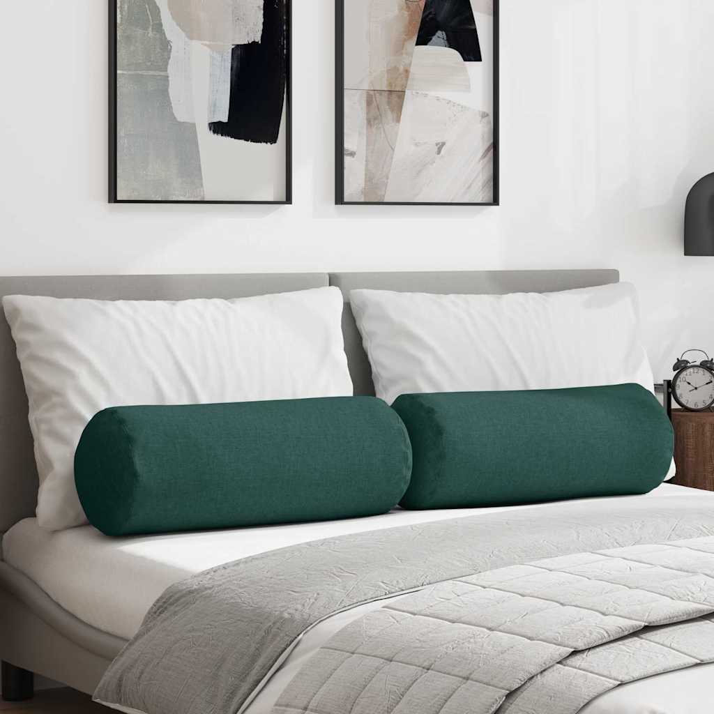 Cuscini a rullo 2 pcs Verde Scuro Ã˜ 25 x 70 cm Tessuto